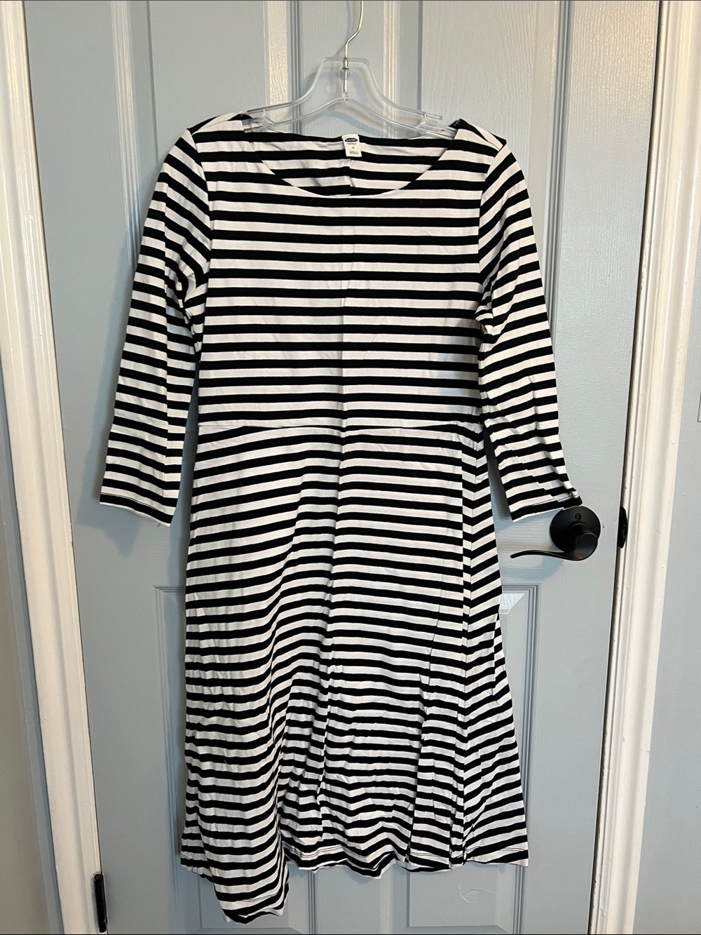Old Navy Black and White Striped A-Line Dress